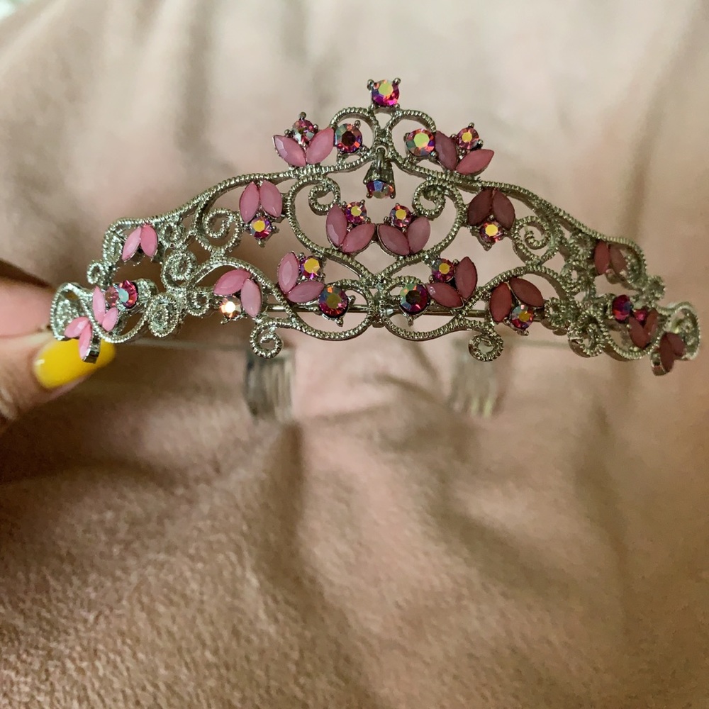 NEW DARK PINK Embellished Tiara